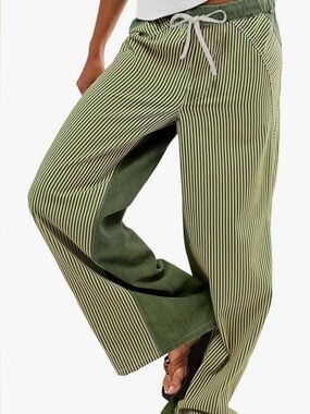 Women’s Olive Green Stripe Panel Pants